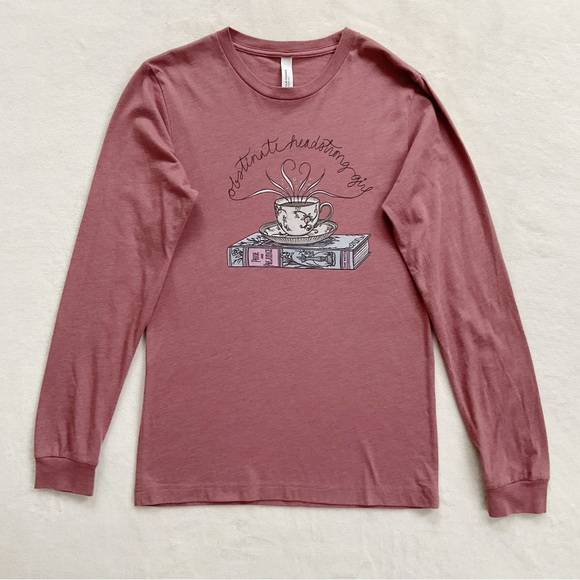 Jane Austen Pride and Prejudice Obstinate Headstrong Girl Quote Long Sleeve Tee - Picture 1 of 12